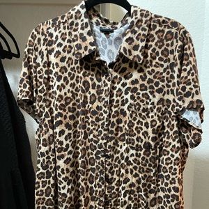 Torrid challis leopard button up